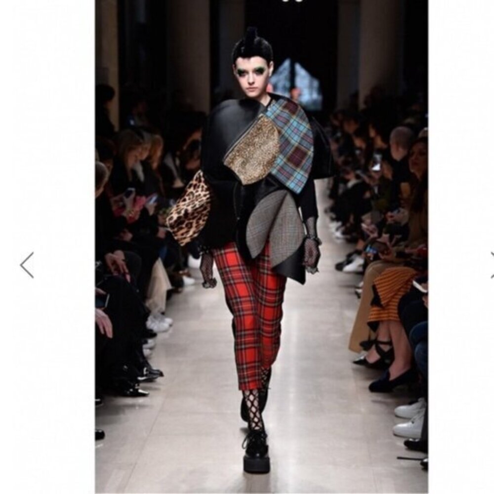 Junya Watanabe Black & Red Plaid Cropped Pants